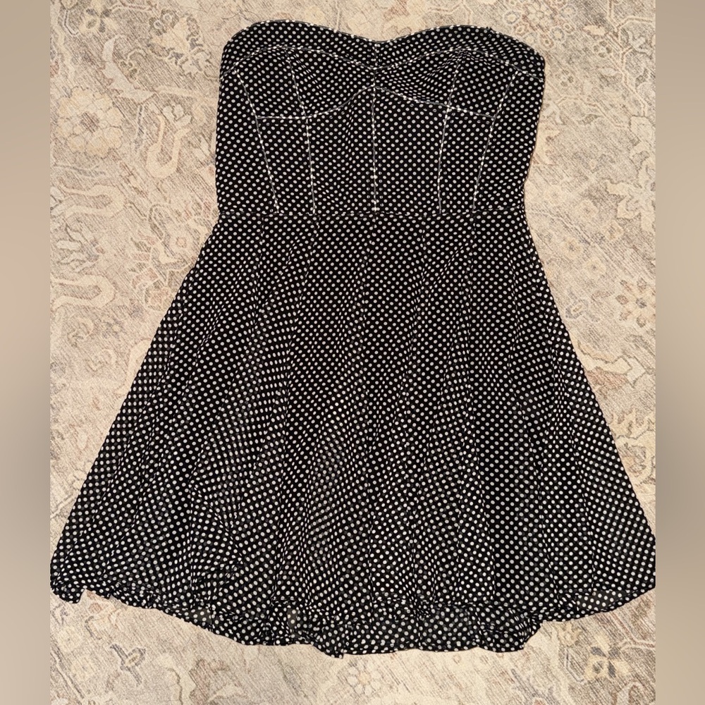 Zara Elegant Black and White Polka Dot Dress